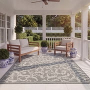 Safavieh Courtyard Ava Floral Indoor/Outdoor Area Rug, Anthracite/Light Gray, 5'3" x 7'7"