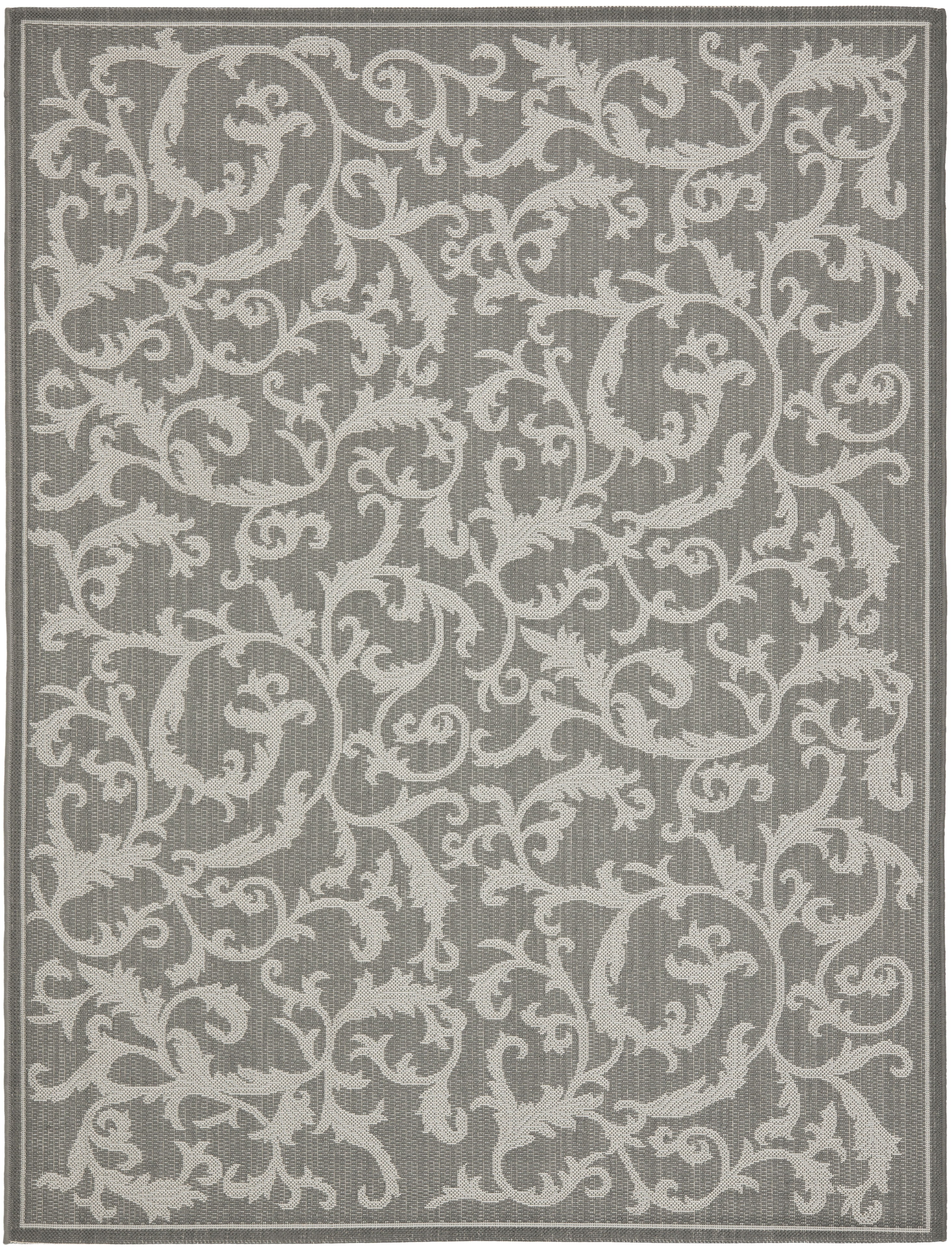 SAFAVIEH Courtyard Ava Floral Indoor/Outdoor Area Rug, 8' x 11', Anthracite/Light Grey