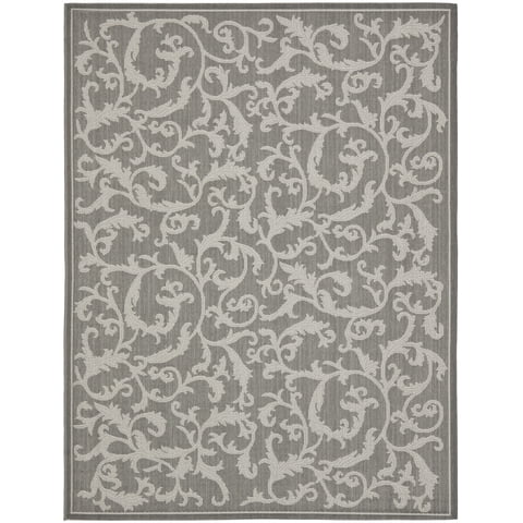 SAFAVIEH Courtyard Ava Floral Indoor/Outdoor Area Rug, 8' x 11', Anthracite/Light Grey
