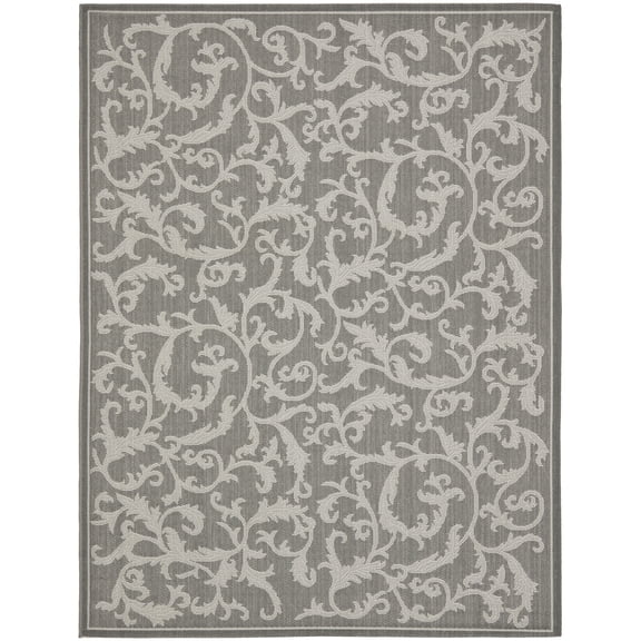 SAFAVIEH Courtyard Ava Floral Indoor/Outdoor Area Rug, 8' x 11', Anthracite/Light Grey