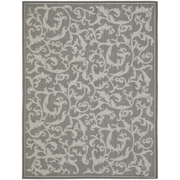 SAFAVIEH Courtyard Ava Floral Indoor/Outdoor Area Rug, 9' x 12', Anthracite/Light Grey
