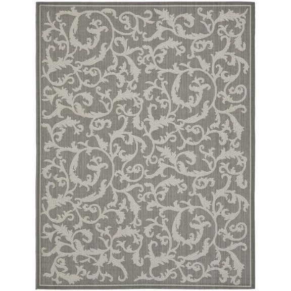 SAFAVIEH Courtyard Ava Floral Indoor/Outdoor Area Rug, 9' x 12', Anthracite/Light Grey
