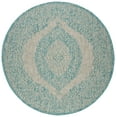 thumbnail image 1 of SAFAVIEH Courtyard Avi Medallion Indoor/Outdoor Area Rug, Light Grey/Aqua, 4' x 4' Round, 1 of 6