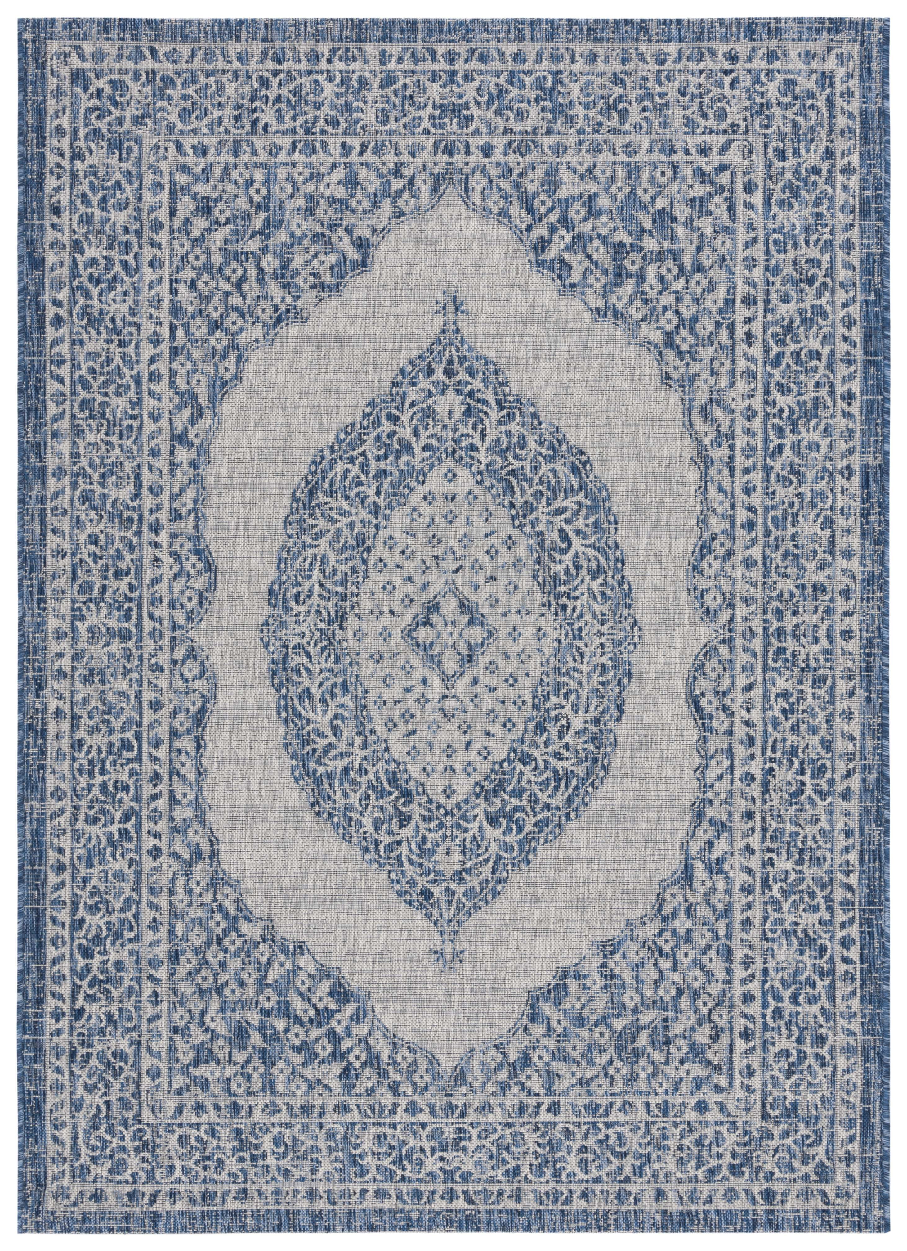 Safavieh Courtyard Light Grey and Blue Synthetic 8' x 11' Area Rug