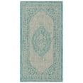thumbnail image 1 of SAFAVIEH Courtyard Avi Traditional Indoor/Outdoor Area Rug, 2'7" x 5', Light Grey/Aqua, 1 of 7