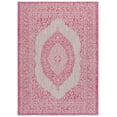 thumbnail image 1 of SAFAVIEH Courtyard Avi Traditional Indoor/Outdoor Area Rug, 4' x 5'7", Light Grey/Fuchsia, 1 of 13