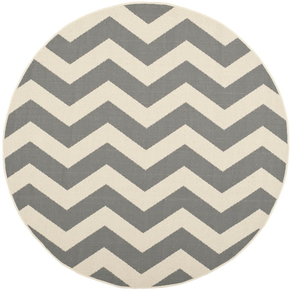 SAFAVIEH Courtyard Ayden Chevron Indoor/Outdoor Area Rug, 4' x 4' Round, Grey/Beige