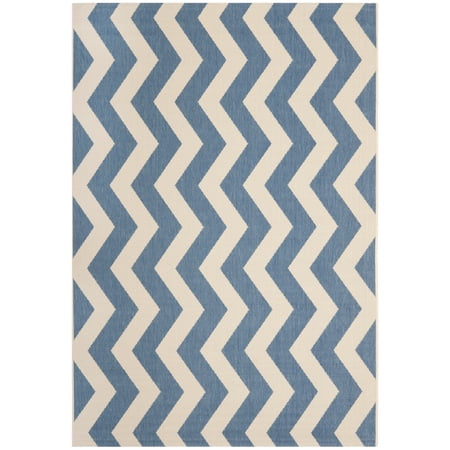 Safavieh Courtyard Ayden Chevron Indoor/Outdoor Area Rug, Blue/Beige, 4' x 5'7"