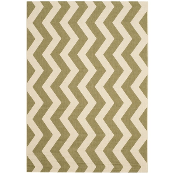 Safavieh Courtyard Ayden Chevron Indoor/Outdoor Area Rug, Green/Beige, 5'3" x 7'7"