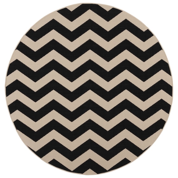 Safavieh Courtyard Ayden Chevron Indoor/Outdoor Area Rug, Black/Beige, 6'7" x 6'7" Round