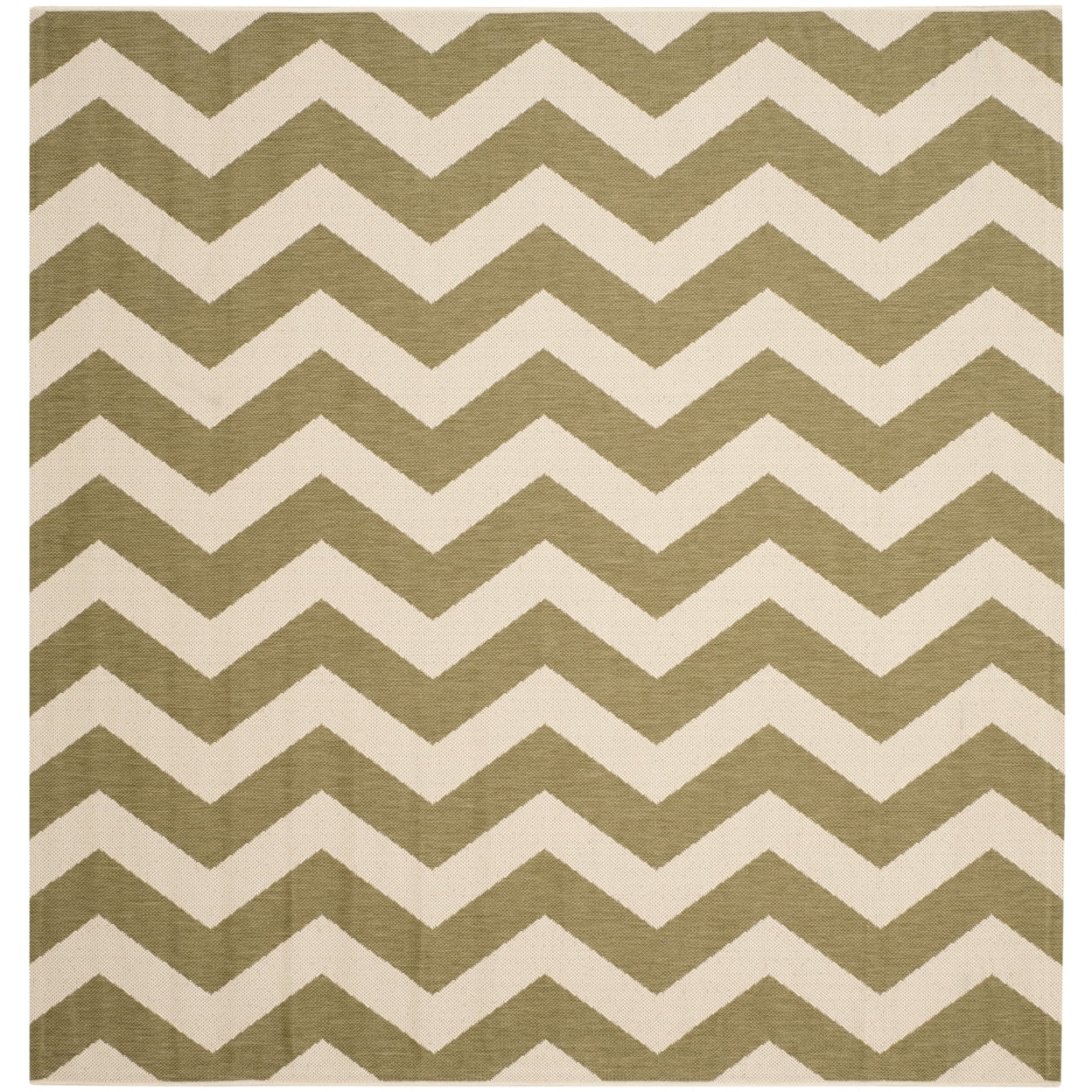 Green and Beige Chevron Square Indoor/Outdoor Rug