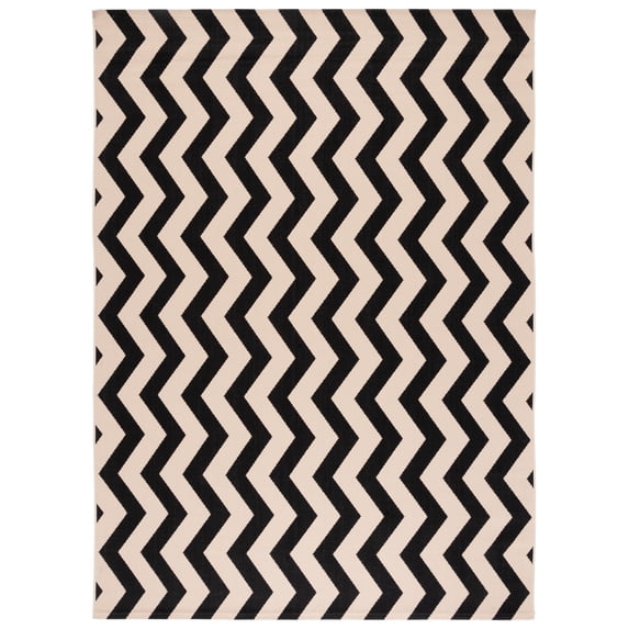 Safavieh Courtyard Ayden Chevron Indoor/Outdoor Area Rug, Black/Beige, 9' x 12'