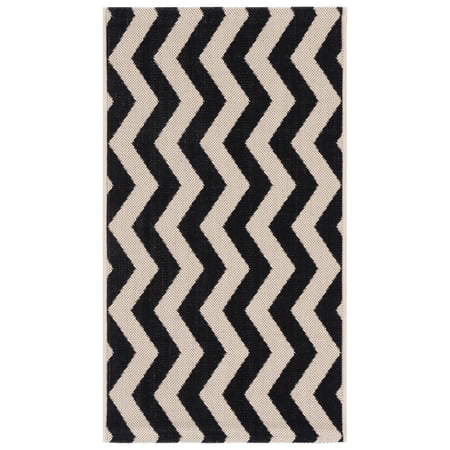 Safavieh Courtyard Ayden Chevron Indoor/Outdoor Area Rug, Black/Beige, 2' x 3'7"