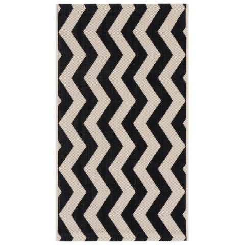 Safavieh Courtyard Ayden Chevron Indoor/Outdoor Area Rug, Black/Beige, 2' x 3'7"