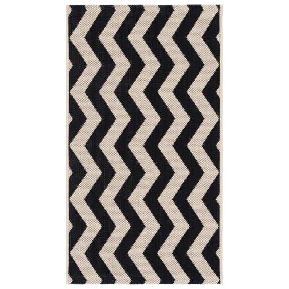 Safavieh Courtyard Ayden Chevron Indoor/Outdoor Area Rug, Black/Beige, 2' x 3'7"