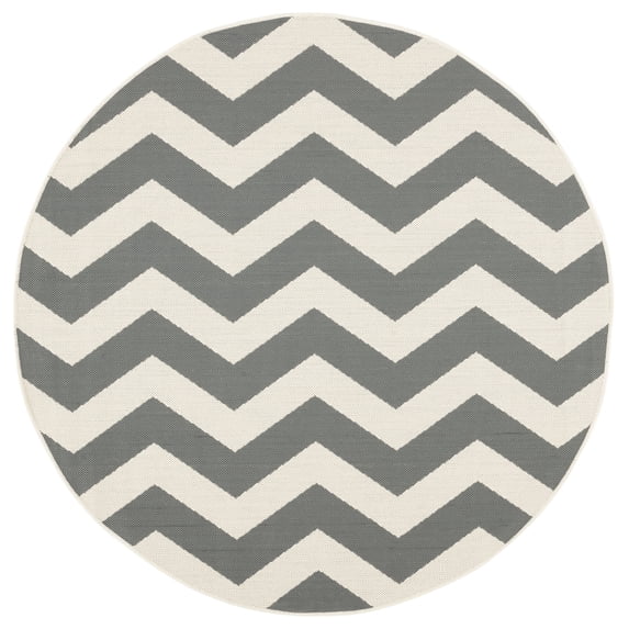 Safavieh Courtyard Ayden Chevron Indoor/Outdoor Area Rug, Gray/Beige, 5'3" x 5'3" Round