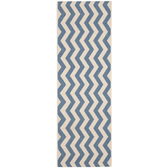 Safavieh Courtyard Ayden Chevron Indoor/Outdoor Runner Rug, Blue/Beige, 2'3" x 10'