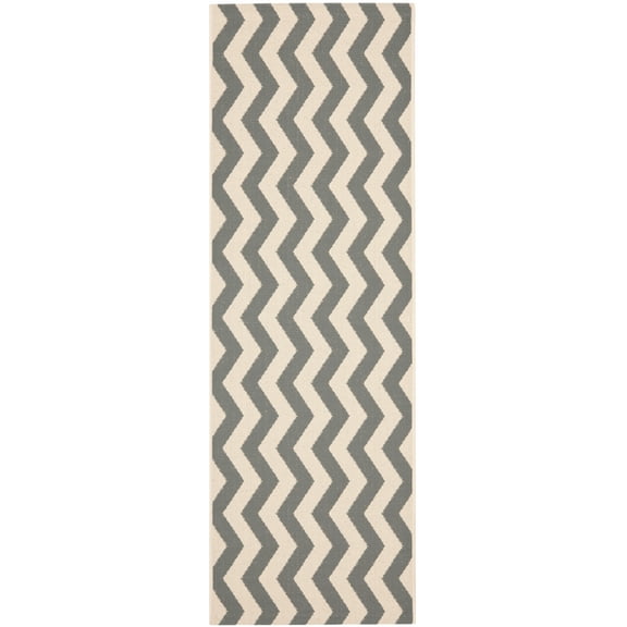 SAFAVIEH Courtyard Ayden Chevron Indoor/Outdoor Runner Rug, 2'3" x 12', Grey/Beige