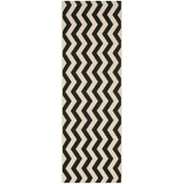 SAFAVIEH Courtyard Ayden Chevron Indoor/Outdoor Runner Rug, 2'3" x 6'7", Black/Beige