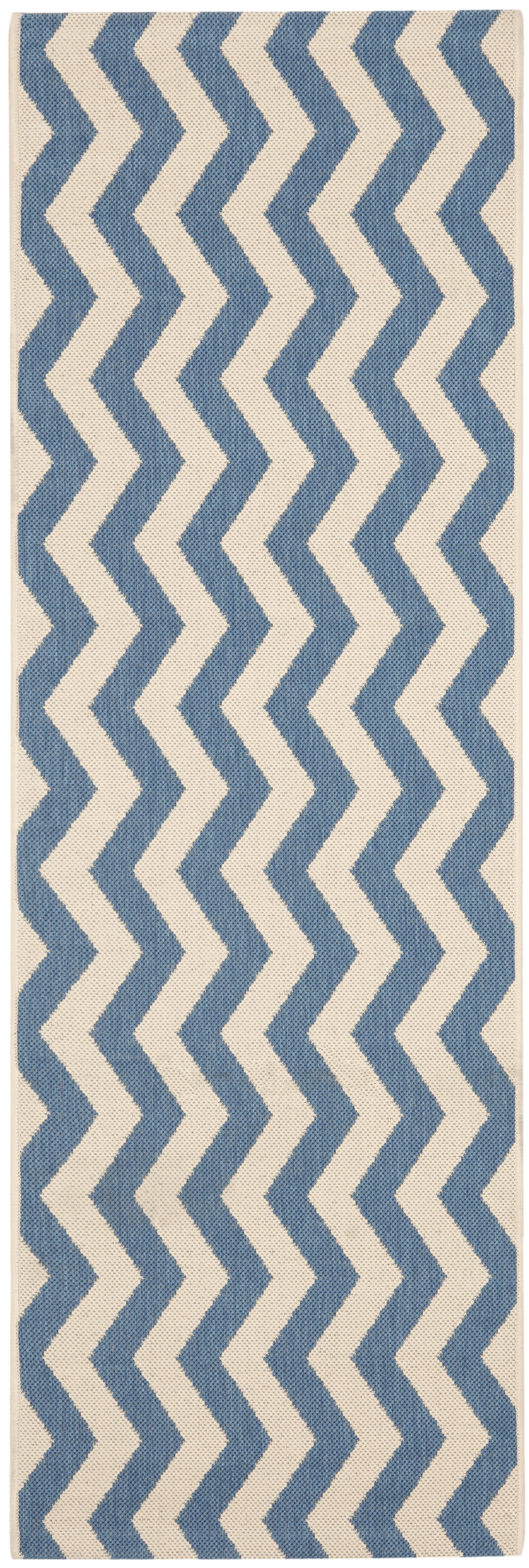 Safavieh Courtyard Ayden Chevron Indoor/Outdoor Runner Rug, Blue/Beige, 2'3" x 8'