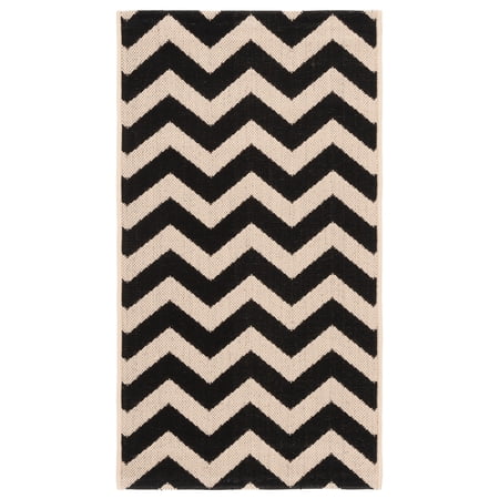 Safavieh Courtyard Bailey Chevron Indoor/Outdoor Area Rug, Black/Beige, 2' x 3'7"