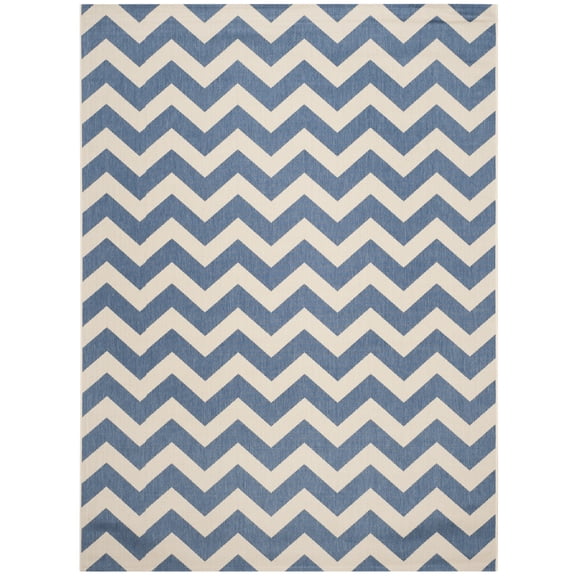 Safavieh Courtyard Bailey Chevron Indoor/Outdoor Area Rug, Blue/Beige, 9' x 12'