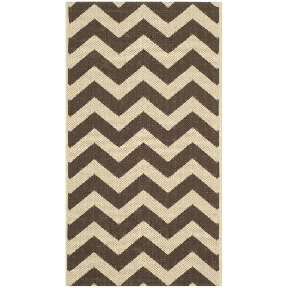 SAFAVIEH Courtyard Bailey Chevron Indoor/Outdoor Area Rug, Dark Brown, 2' x 3'7"