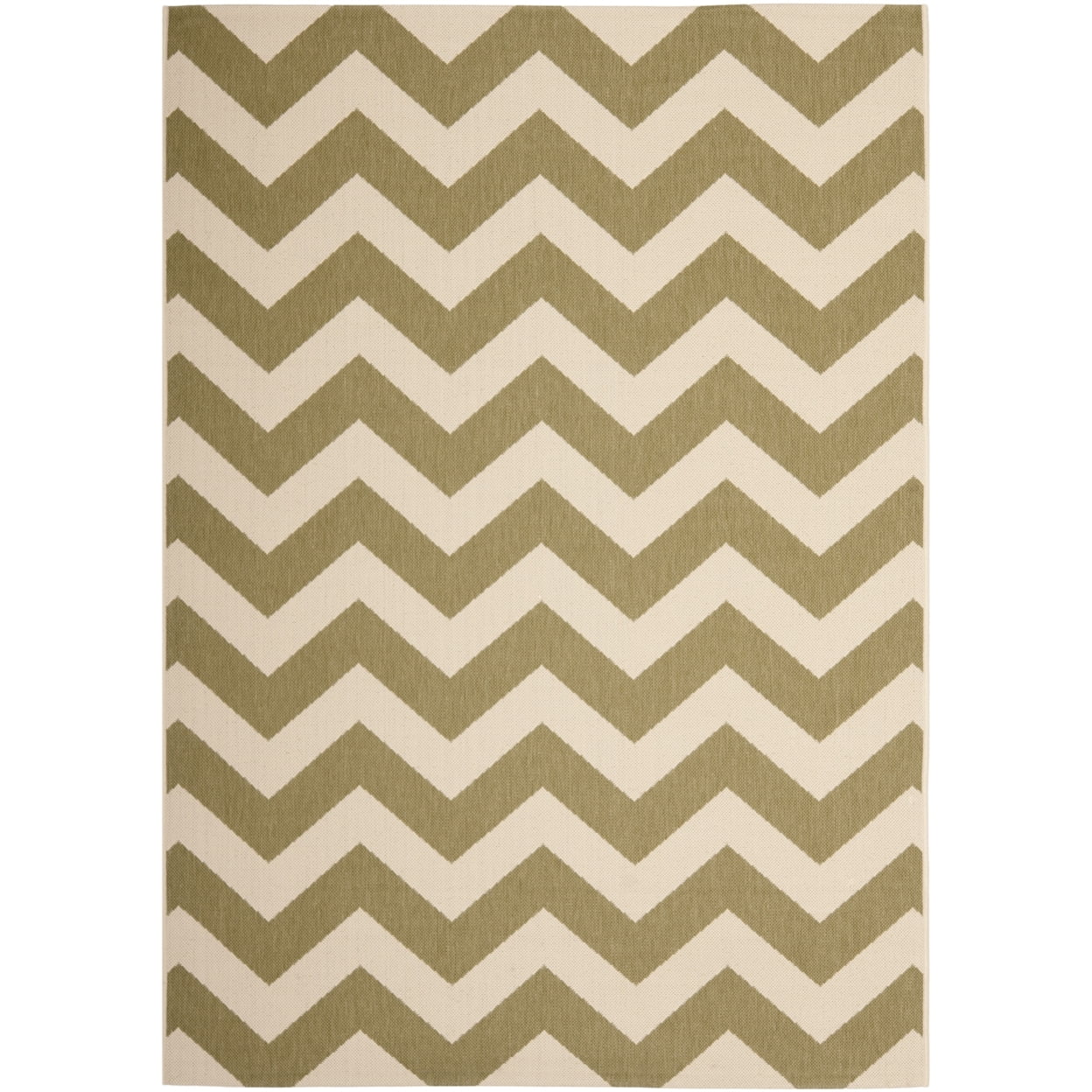 Green and Beige Chevron Indoor/Outdoor Area Rug 5'3" x 7'7"
