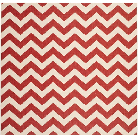 Safavieh Courtyard Bailey Chevron Indoor/Outdoor Area Rug, Red, 7'10" x 7'10" Square