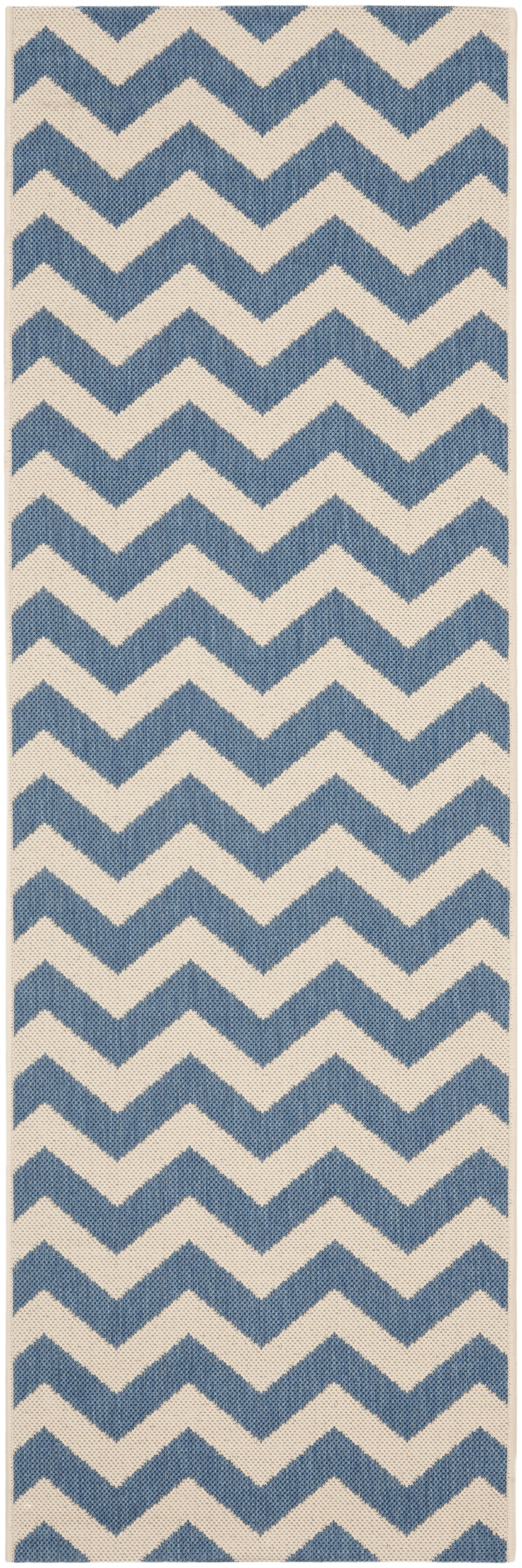 Safavieh Courtyard Bailey Chevron Indoor/Outdoor Runner Rug, Blue/Beige, 2'3" x 12'
