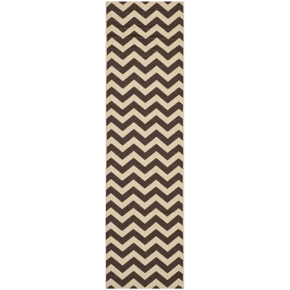 Safavieh Courtyard Bailey Chevron Indoor/Outdoor Runner Rug, Dark Brown, 2'3" x 8'