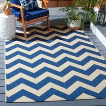 SAFAVIEH Courtyard Bailey Chevron Indoor/Outdoor Runner Rug, Navy/Beige, 2'3" x 10'