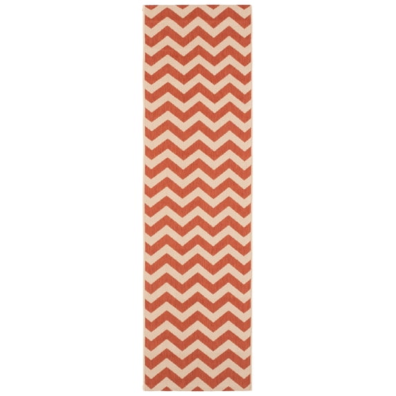 Safavieh Courtyard Bailey Chevron Indoor/Outdoor Runner Rug, Terracotta/Beige, 2'3" x 8'