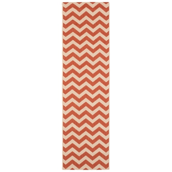Safavieh Courtyard Bailey Chevron Indoor/Outdoor Runner Rug, Terracotta/Beige, 2'3" x 8'