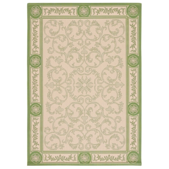 Safavieh Courtyard Bairre Botanical Indoor/Outdoor Area Rug, Natural/Olive, 5'3" x 7'7"