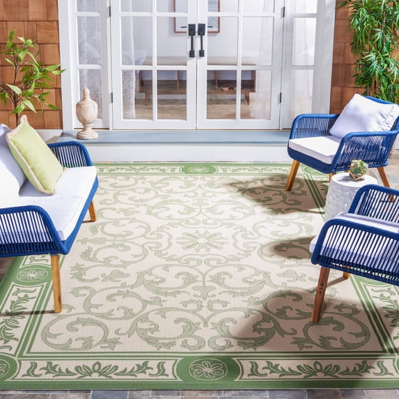 Safavieh Courtyard Bairre Botanical Indoor/Outdoor Area Rug, Natural/Olive, 8' x 11'