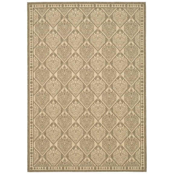 SAFAVIEH Courtyard Barrett Geometric Indoor/Outdoor Area Rug, Coffee/Sand, 5'3" x 7'7"
