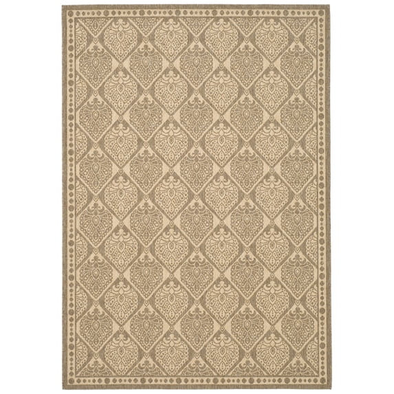 SAFAVIEH Courtyard Barrett Geometric Indoor/Outdoor Area Rug, Coffee/Sand, 6'7" x 9'6"