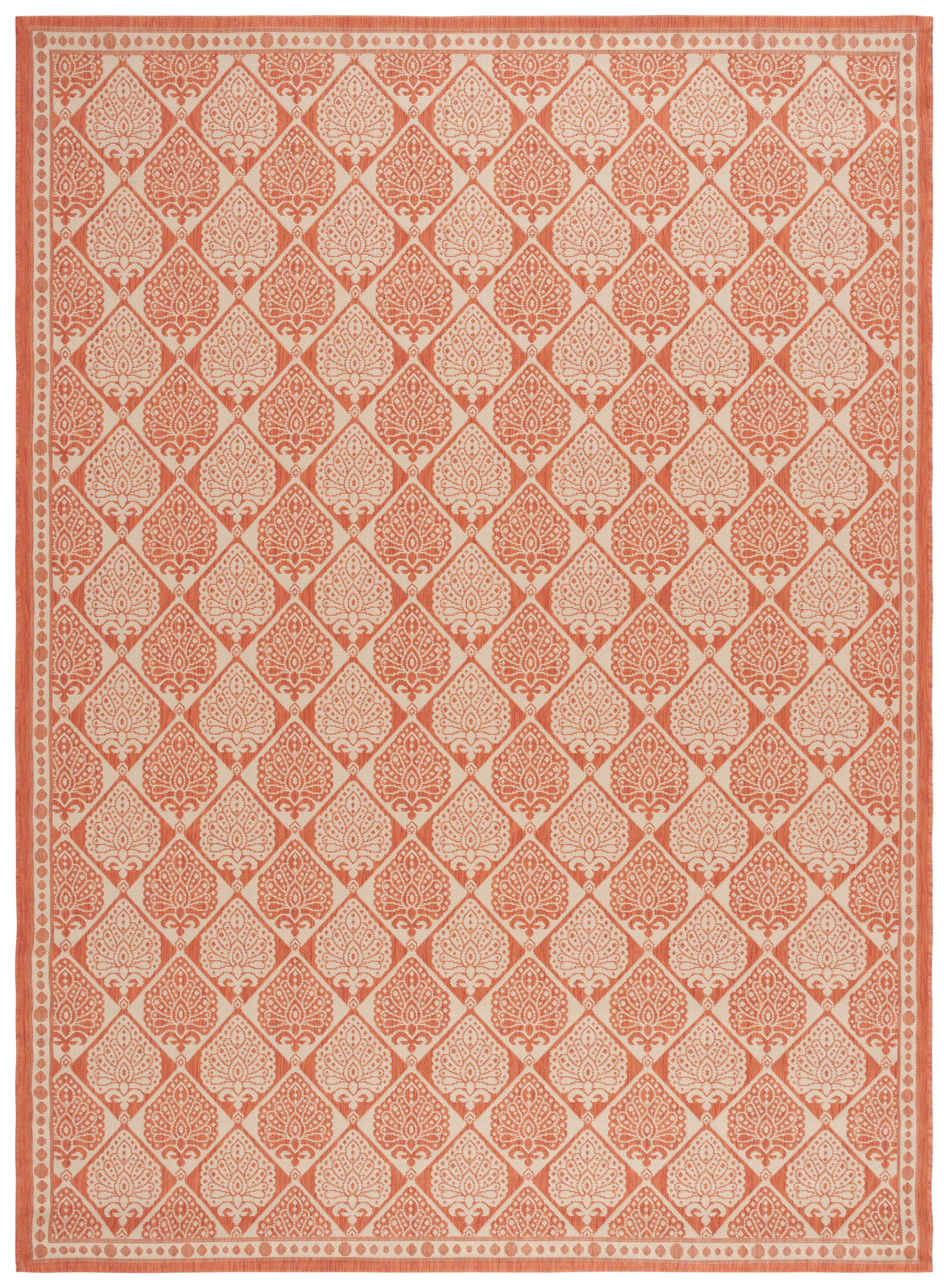 SAFAVIEH Courtyard Barrett Geometric Indoor/Outdoor Area Rug, Rust/Sand, 8' x 11'