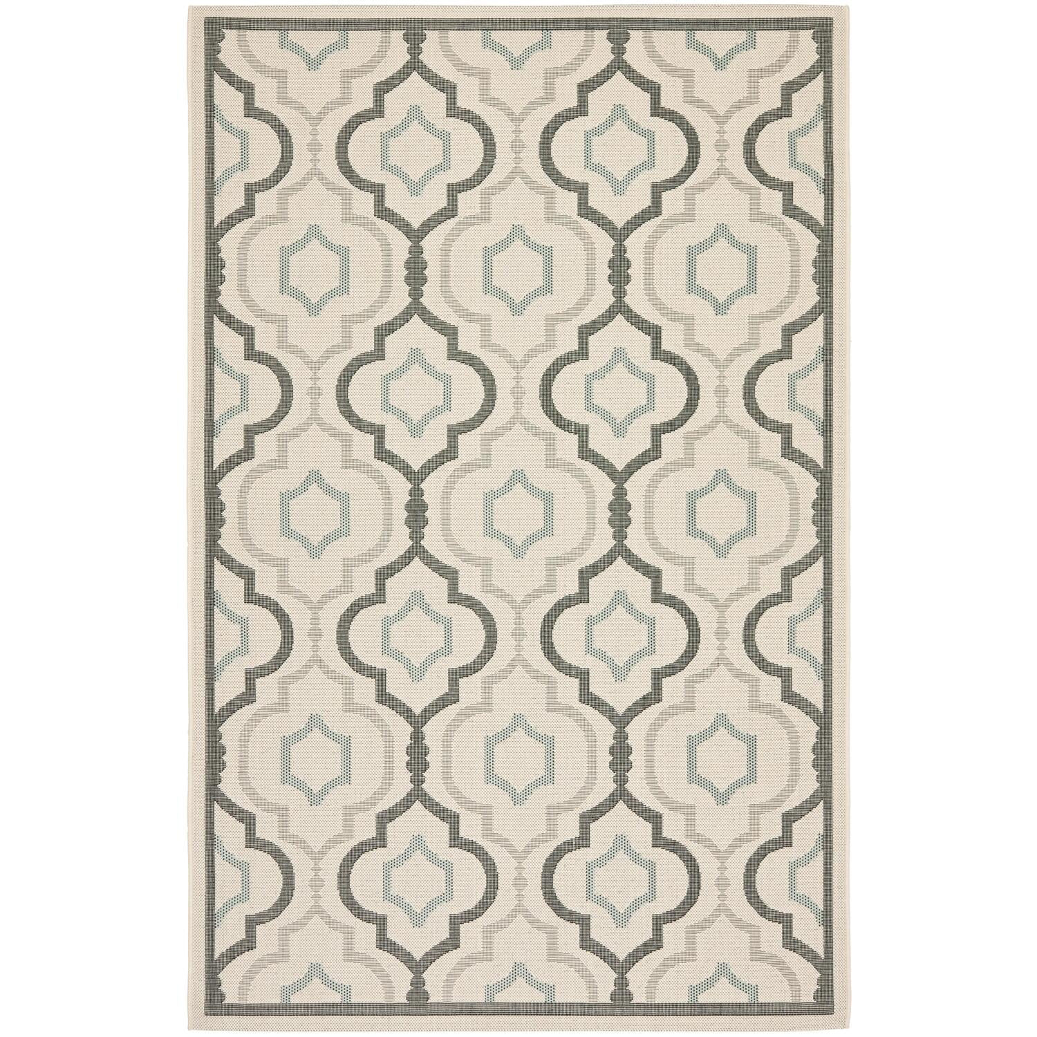 Courtyard Geometric Trellis Beige 5'3" x 7'7" Indoor/Outdoor Rug