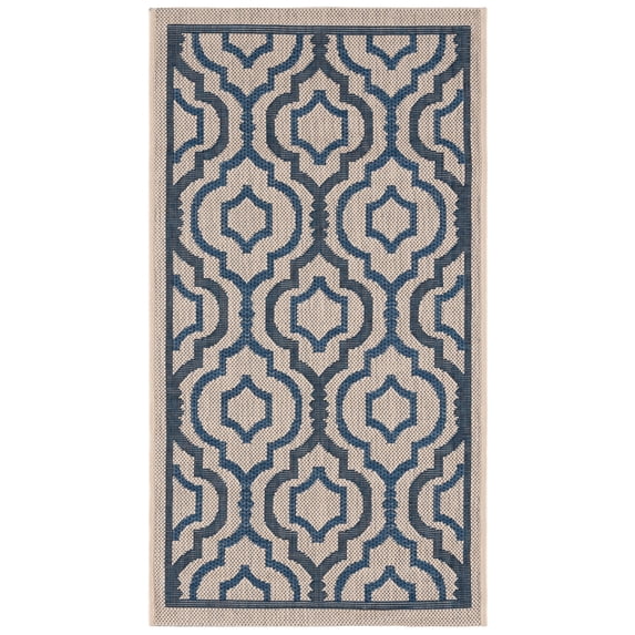 Safavieh Courtyard Bayon Geometric Indoor/Outdoor Area Rug, Beige/Navy, 2' x 3'7"