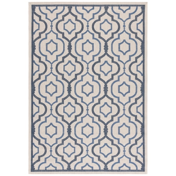 Safavieh Courtyard Bayon Geometric Indoor/Outdoor Area Rug, Beige/Navy, 5'3" x 7'7"