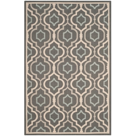 Safavieh Courtyard Bayon Geometric Indoor/Outdoor Area Rug, Gray/Blue, 5'3" x 7'7"