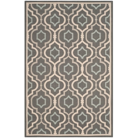 Safavieh Courtyard Bayon Geometric Indoor/Outdoor Area Rug, Gray/Blue, 5'3" x 7'7"