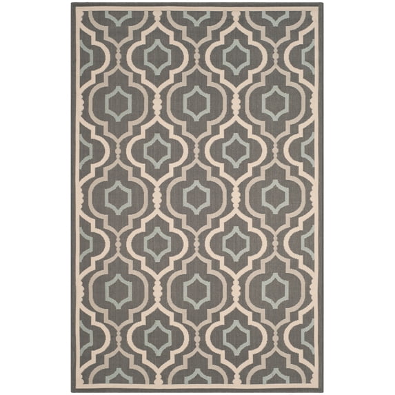 Safavieh Courtyard Bayon Geometric Indoor/Outdoor Area Rug, Gray/Blue, 6'7" x 9'6"