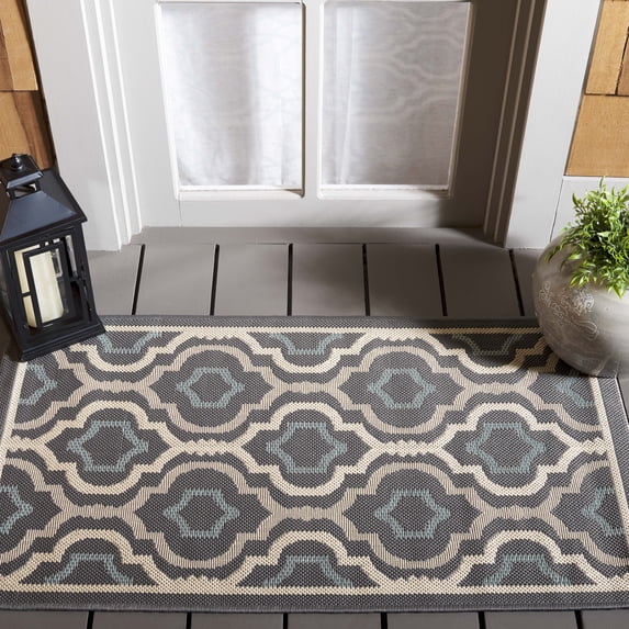 Safavieh Courtyard Bayon Geometric Indoor/Outdoor Area Rug, Gray/Blue, 8' x 11'