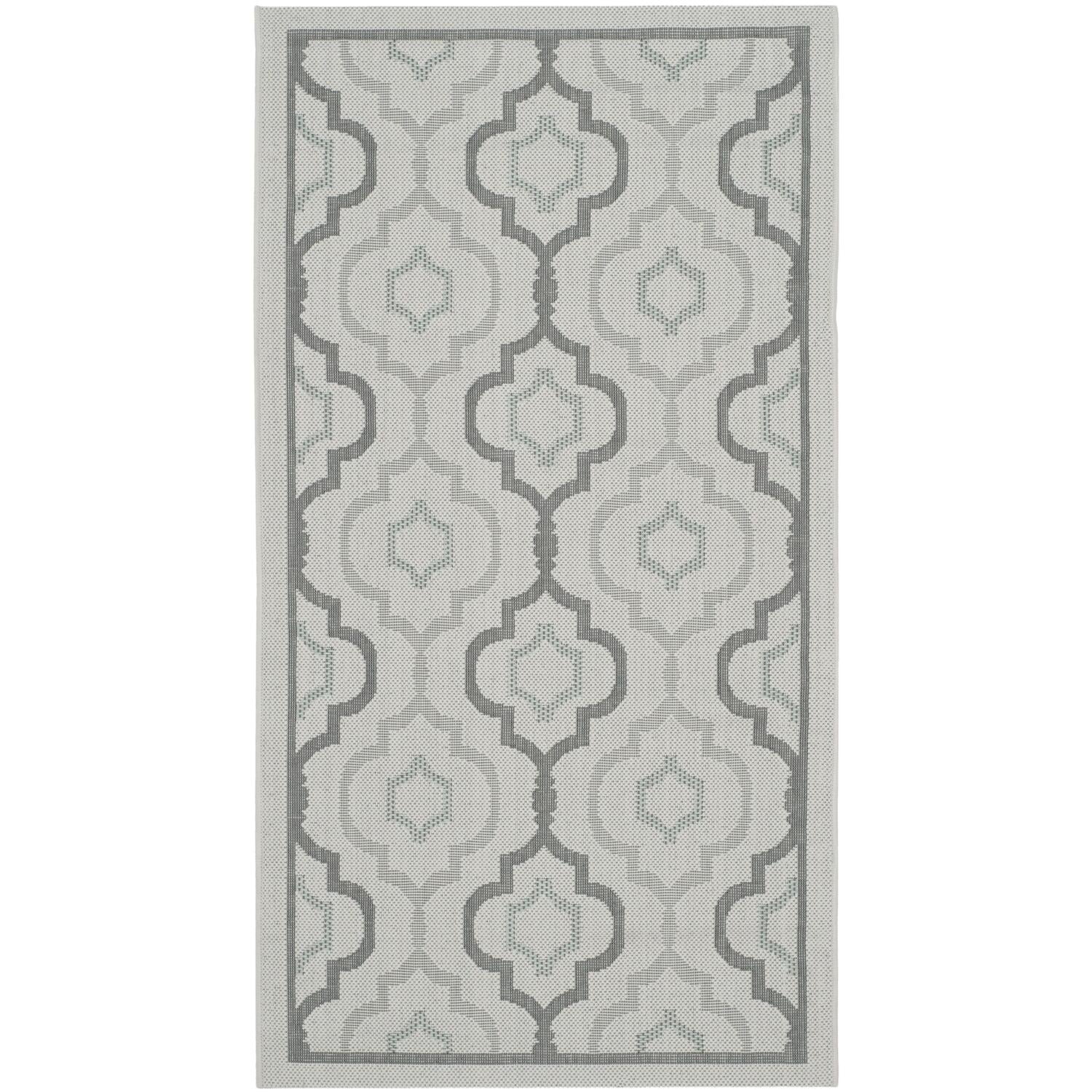 Light Grey and Anthracite Synthetic Square Easy-Care Area Rug