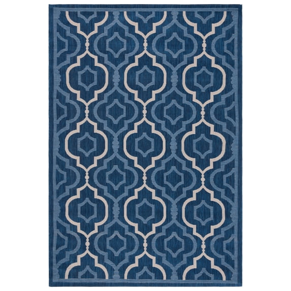 Safavieh Courtyard Bayon Geometric Indoor/Outdoor Area Rug, Navy/Beige, 5'3" x 7'7"