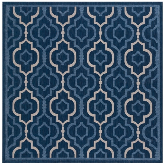 Safavieh Courtyard Bayon Geometric Indoor/Outdoor Area Rug, Navy/Beige, 6'7" x 6'7" Square