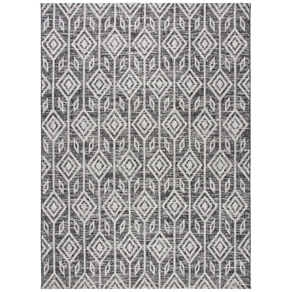 SAFAVIEH Courtyard Beckah Distressed Indoor/Outdoor Area Rug, 8' x 11', Black/Grey